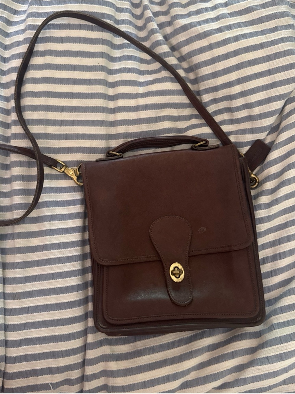 Coach Brown Leather Crossbody Bag unisex